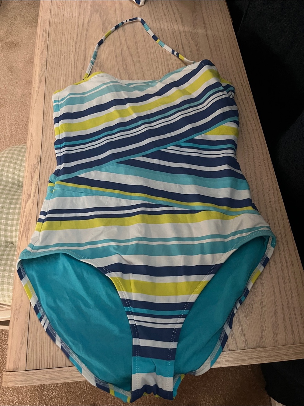 Striped Blue & Yellow Girls' One-Piece Swimsuit